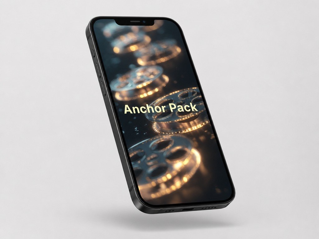 Phone with 'Anchor Pack' on screen against a gray background