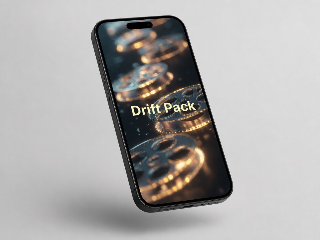 Phone with 'Drift Pack' on screen against a gray background