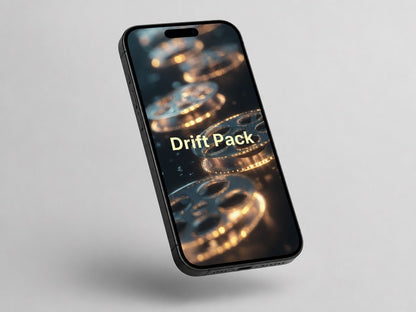 Phone with 'Drift Pack' on screen against a gray background