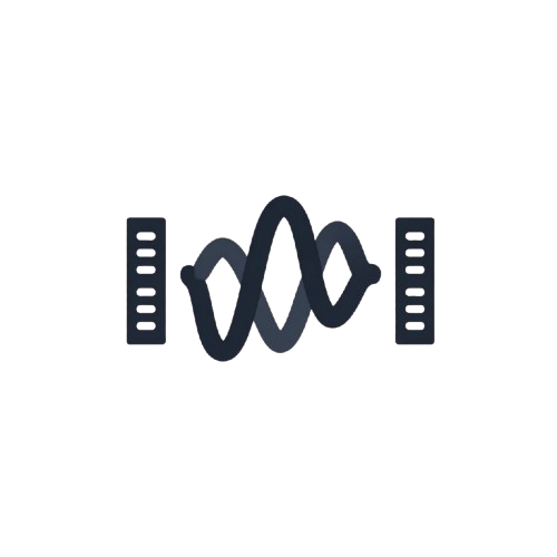 Black icon of a wavy line with vertical bars on a white background