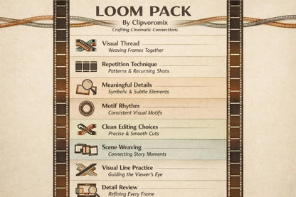 Loom Pack by Clipvoromix with film reel design on a beige background