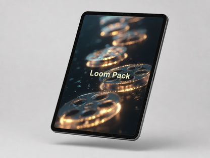 Tablet displaying 'Loom Pack' on a gray background