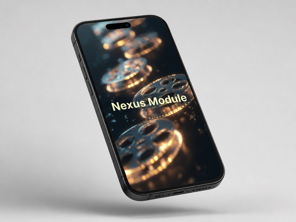 Phone with 'Nexus Module' on screen against a gray background