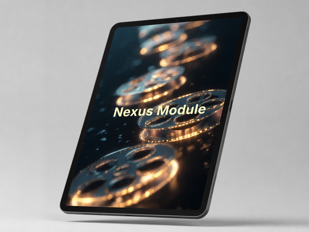 Nexus Module on a reflective surface with blurred lights in the background