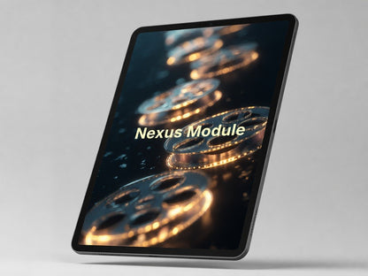 Nexus Module on a reflective surface with blurred lights in the background