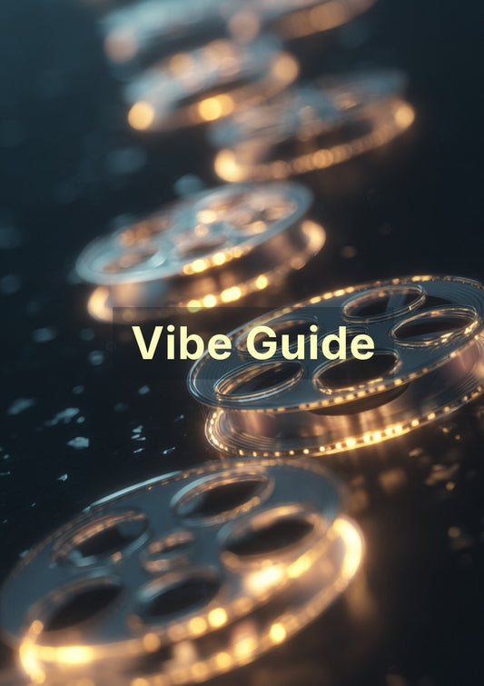 Close-up of metallic gears with 'Vibe Guide' text overlay on a dark background